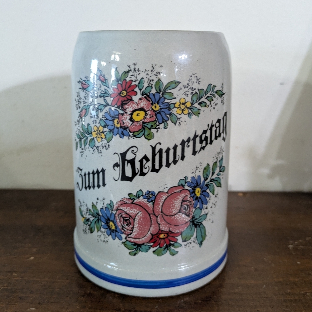 Vintage King German Beer Stein - "Zum Geburtstag" (Happy Birthday) Germany MCM